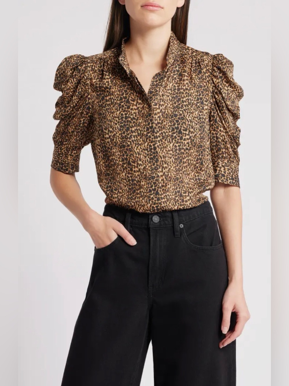 Frame The Silk Houndstooth Gillian Top Leopard Size Medium